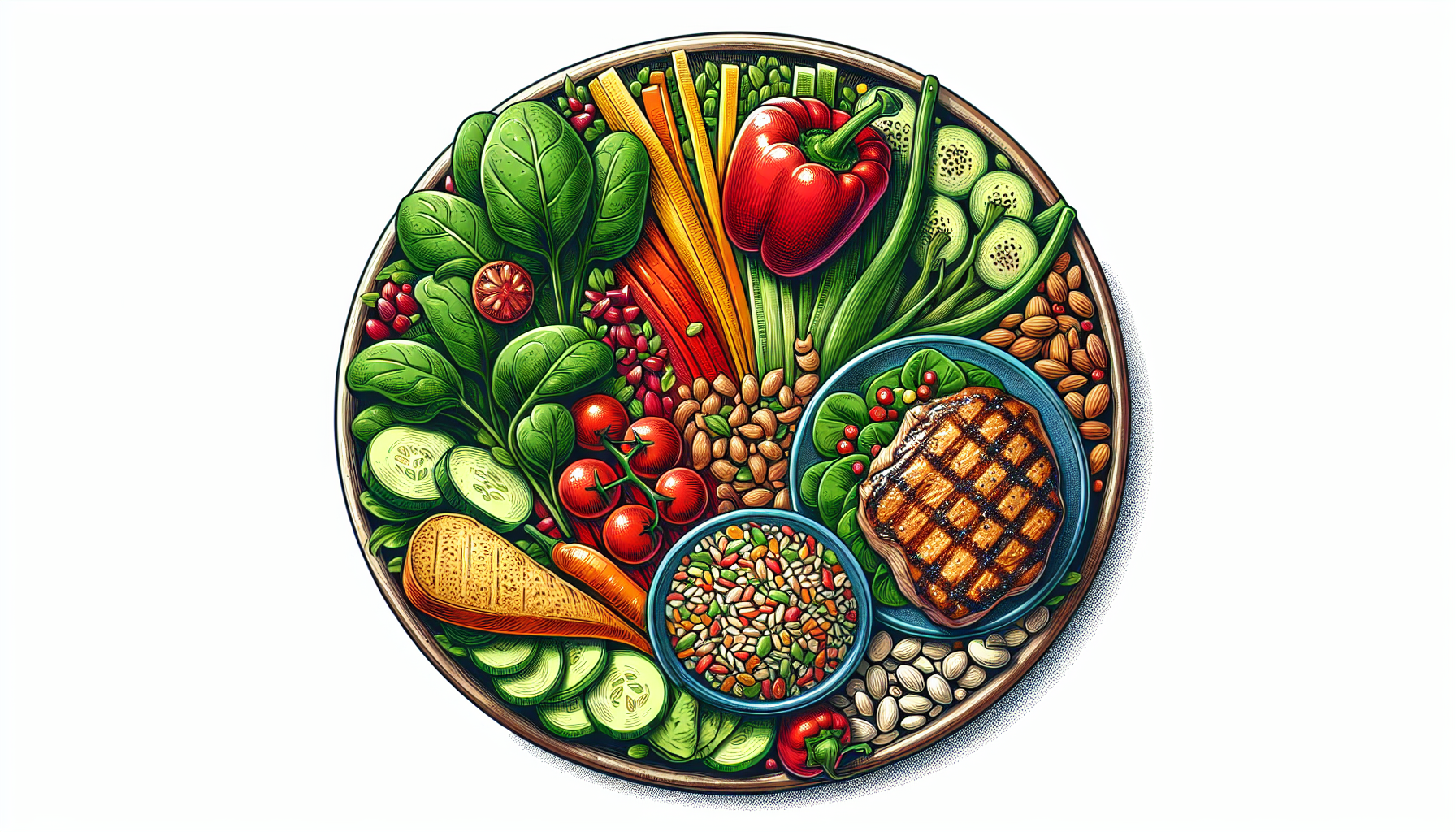 Balanced Ozempic-friendly meal plate with lean protein, vegetables, and whole grains for weight loss medication diet