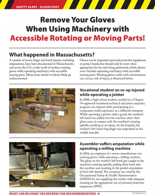 FACE - Remove Your Gloves Safety Alert Fact Sheet - English: Massachusetts  Health Promotion Clearinghouse
