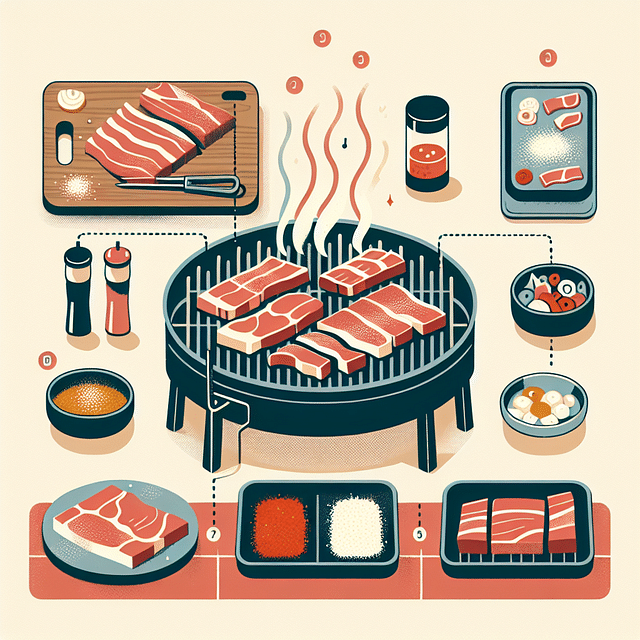 grilling meat on medium heat for Korean BBQ