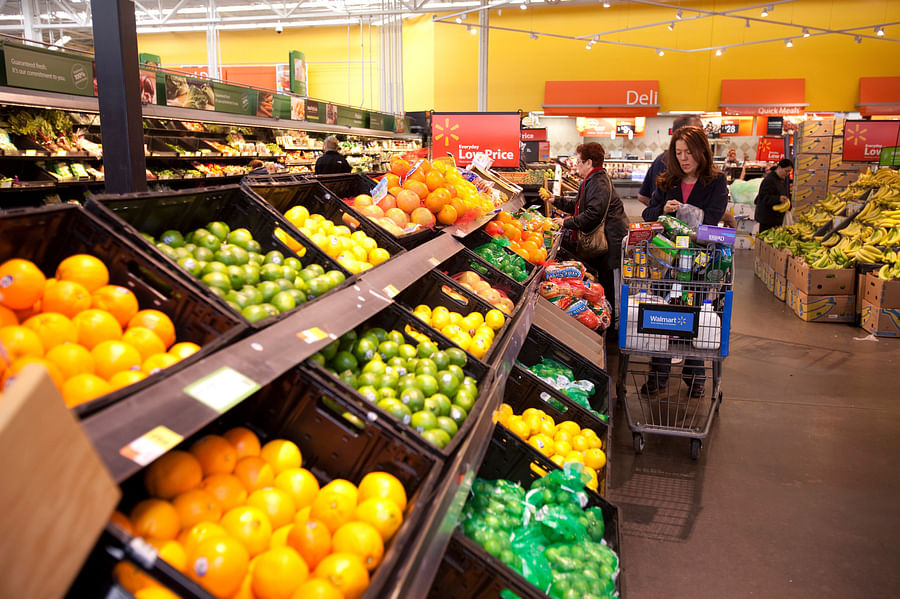 Aisle filled with healthy food options at Walmart