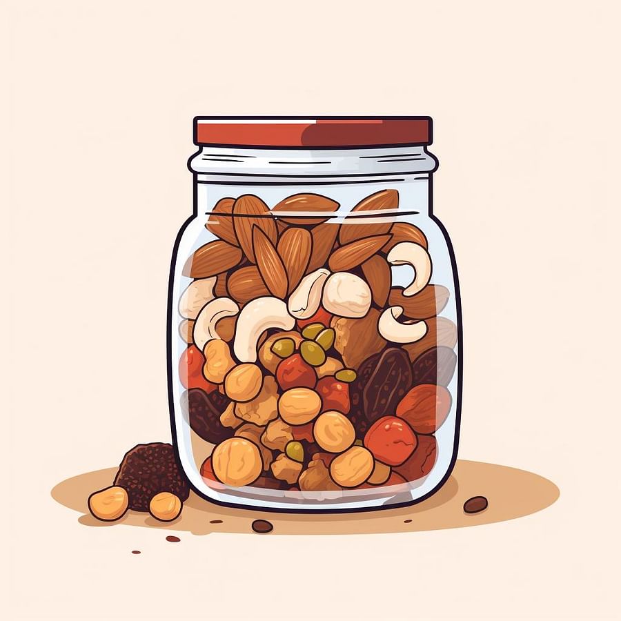 A container of homemade trail mix