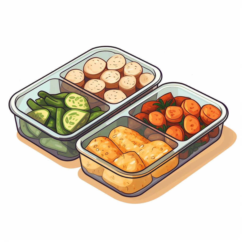 Prepped meals in containers